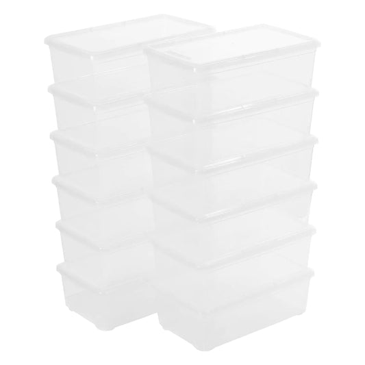 novelinks 12-Pack Clear 6QT Storage Boxes with Latches