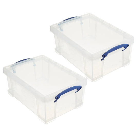 Essential 9L Clear Storage Bins with Secure Lids (2-Pack)