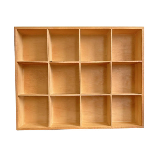 Vintage 12-Slot Wooden Organizer – 13.4” Display Storage Box