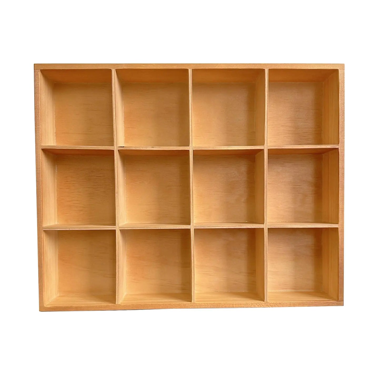 Vintage 12-Slot Wooden Organizer – 13.4” Display Storage Box